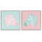Stupell Industries Sweet Pink and Teal Zebras 2pc Framed Giclee Wall Art Set Design by Martina Pavlova